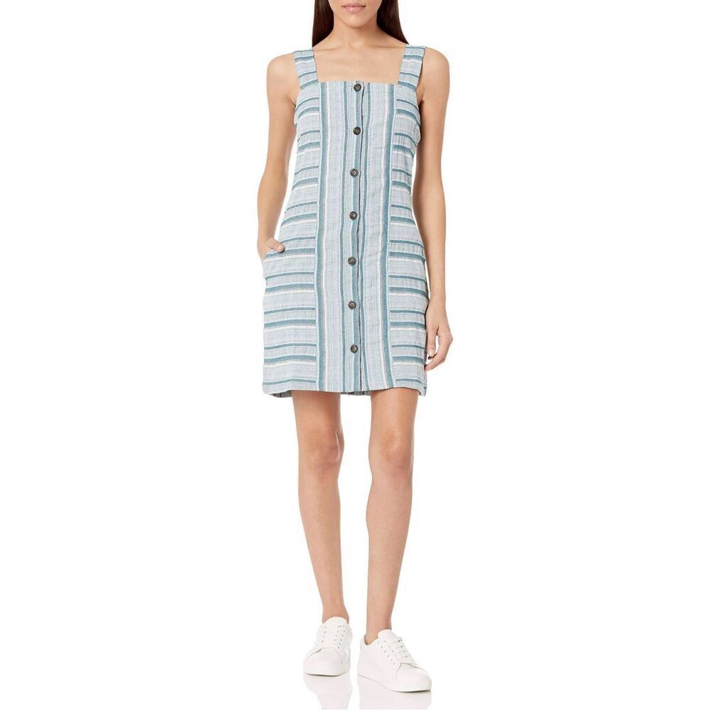Womens Roxy Sweeter Sleeveless Striped Button Down Weekender Dress - Sz XS